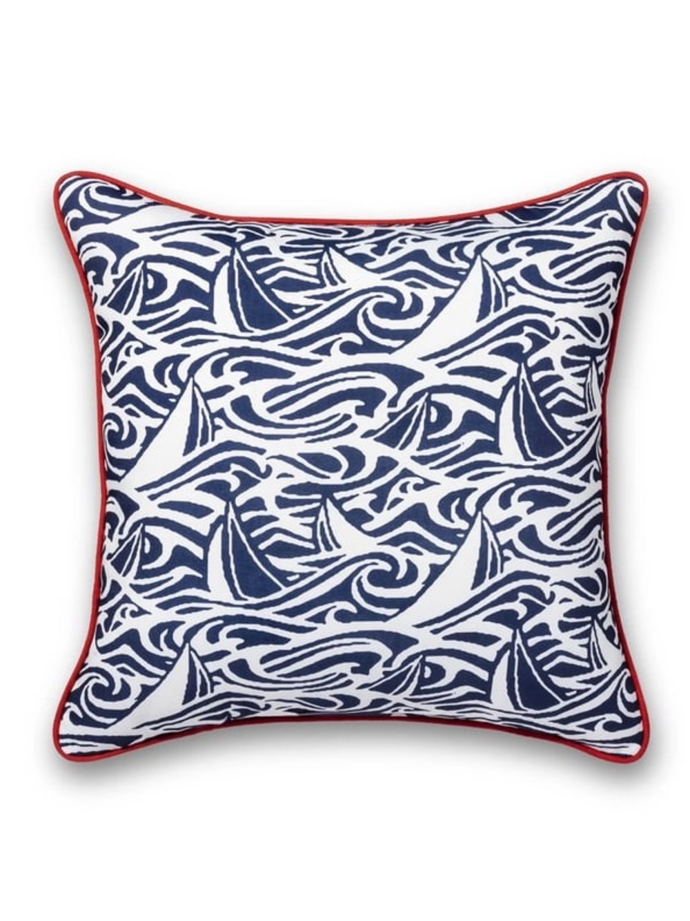 Vineyard Vines Rough Seas Sailboat Waves Navy White Red Outdoor Pillow 20X20 NWT